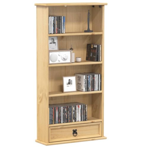 Mobile Porta Cd Corona 52×17,5×103 Cm In Legno Massello Di Pino