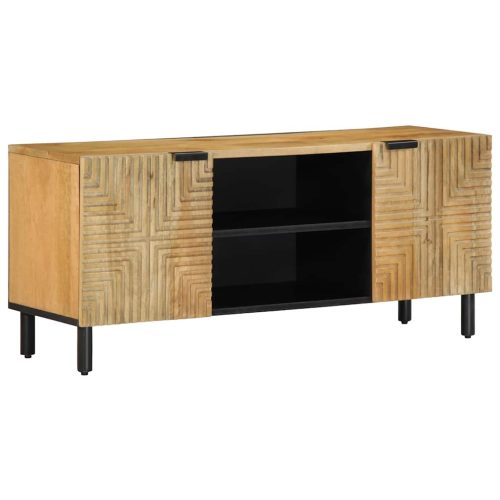 Mobile Porta Tv Marrone 105x33x46cm In Legno Massello Di Mango