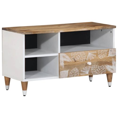 Mobile Porta Tv 80×33,5×46 Cm In Legno Massello Di Mango