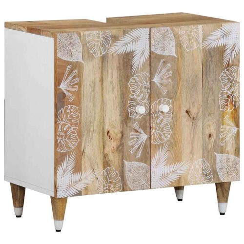 Mobile Lavabo Da Bagno 62x33x58cm In Legno Massello Di Mango