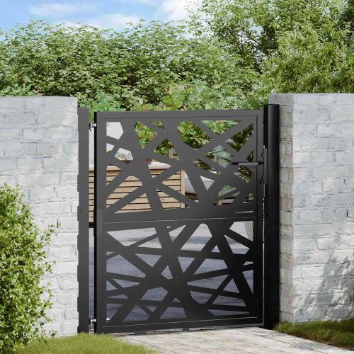 Cancello Giardino Nero 105×106 Cm In Acciaio Design Leggero