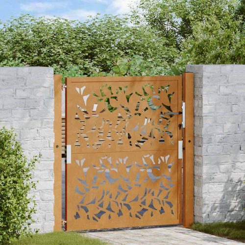 Cancello Da Giardino 105×105 Cm Acciaio Corten Design A Foglia