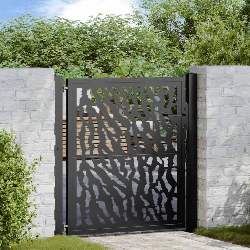 Cancello Giardino Nero 105×106 Cm In Acciaio Design A Traccia