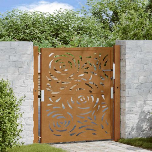 Cancello Da Giardino 105×105 Cm Acciaio Corten Design A Fiamma