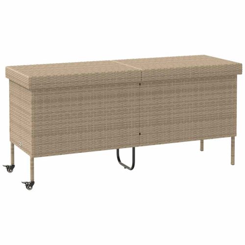 Contenitore Da Giardino Con Ruote Beige 160x55x75 Cm Polyrattan