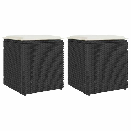 Sgabelli Giardino Con Cuscini 2 Pz Nero 40x40x43 Cm Polyrattan