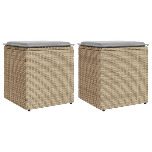 Sgabelli Giardino Con Cuscini 4pz Beige 40x40x43 Cm Polyrattan