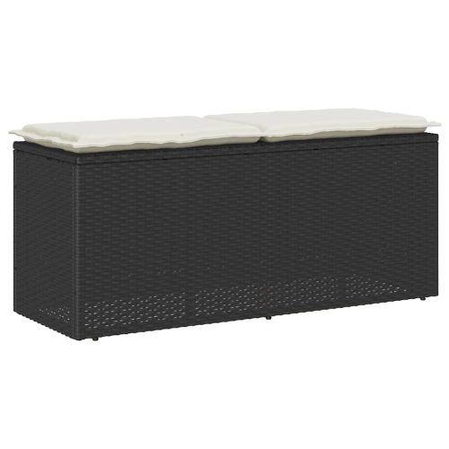 Panca Da Giardino Con Cuscino Nera 110x40x44 Cm In Polyrattan