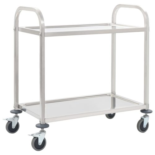 Carrello Da Cucina A 2 Livelli 95x45x83,5 Cm In Acciaio Inox