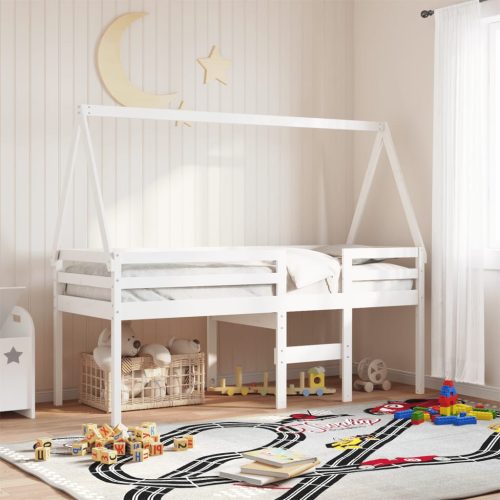 Tetto Letto Bambini Bianco 209×95,5×88 Cm Legno Massello Pino