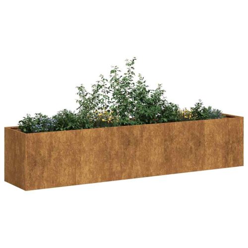 Fioriera Arrugginita 200x40x40 Cm In Acciaio Corten