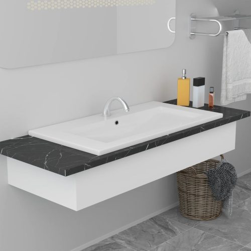 Lavabo Da Incasso 81×39,5×18,5 Cm In Ceramica Bianco