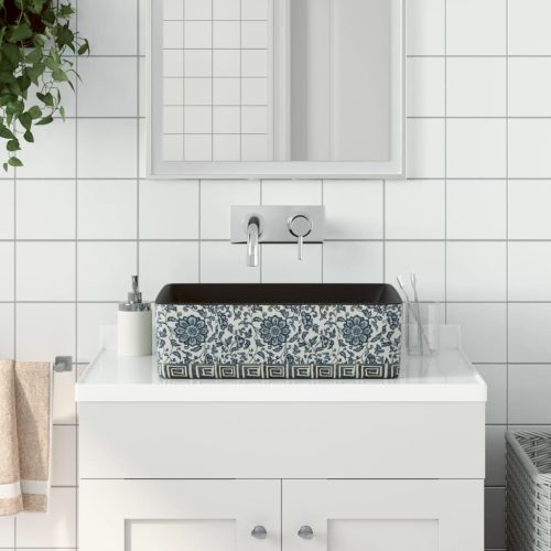 Lavabo Appoggio Nero E Blu Rettangolare 46×35,5×13 Cm Ceramica