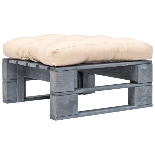 Ottomana Da Giardino In Pallet Con Cuscino Sabbia Legno Grigio