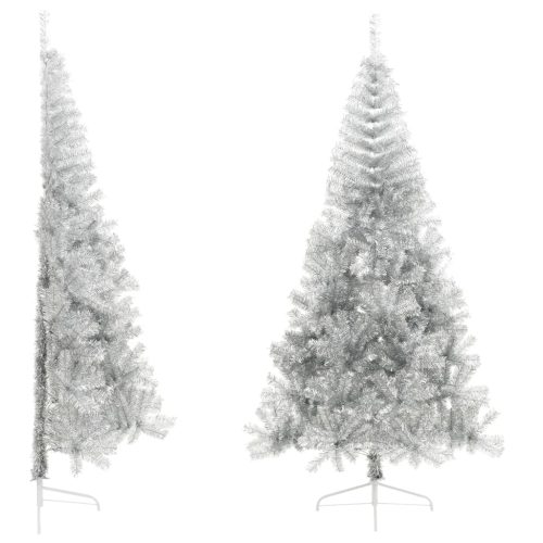 Albero Di Natale A Metà Con Supporto Argento 240 Cm Pet