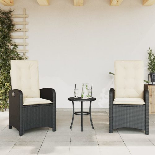 Sedie Reclinabili Da Giardino 2 Pz Con Cuscini Nero Polyrattan