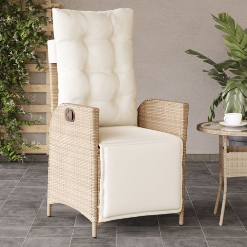 Sedia Reclinabile Da Giardino Con Poggiapiedi Beige Polyrattan