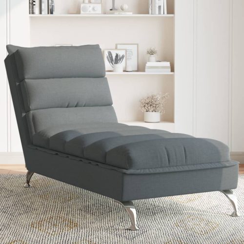 Chaise Longue Con Cuscini Grigio Scuro In Tessuto