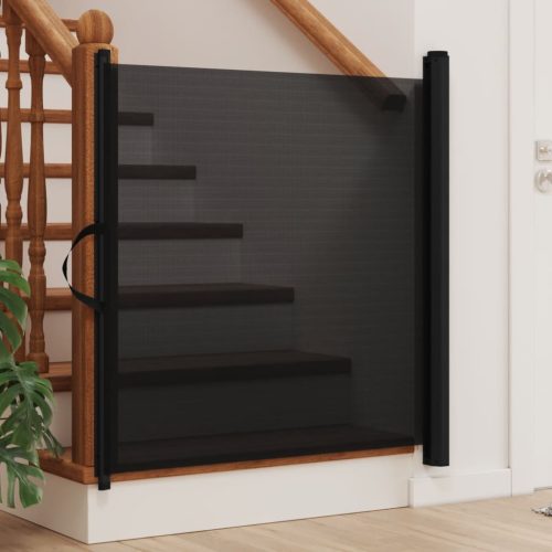 Cancelletto Retrattile Per Animali Domestici Nero 82,5×125 cm