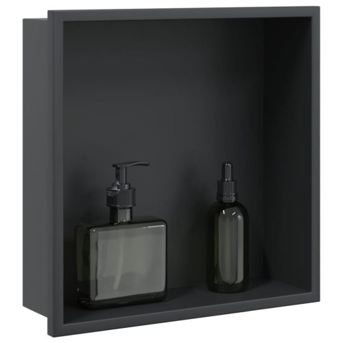 Nicchia Per Doccia Nero Opaco 32x32x9cm In Acciaio Inox