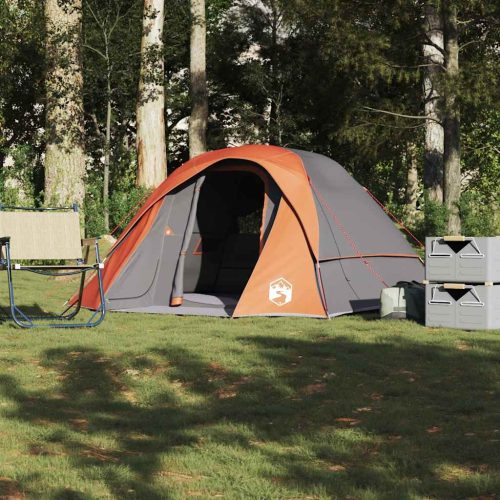 Tenda Familiare Cabina 6 Persone Grigia Arancione Impermeabile