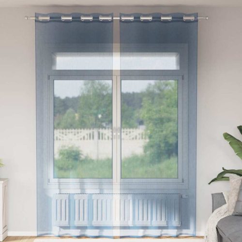 Tende In Voile Con Occhielli 2 Pz Blu Reale