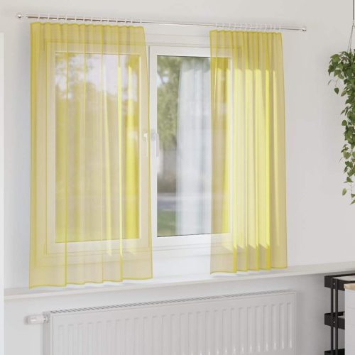 Tende In Voile Con Passanti 2 Pz Giallo 140×175 cm