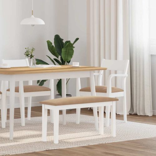 Panca 90 Cm Bianco In Legno Massello Di Hevea