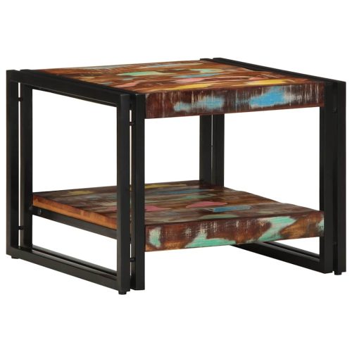 Tavolino Salotto Multicolore 50x50x38cm Legno Massello Recupero