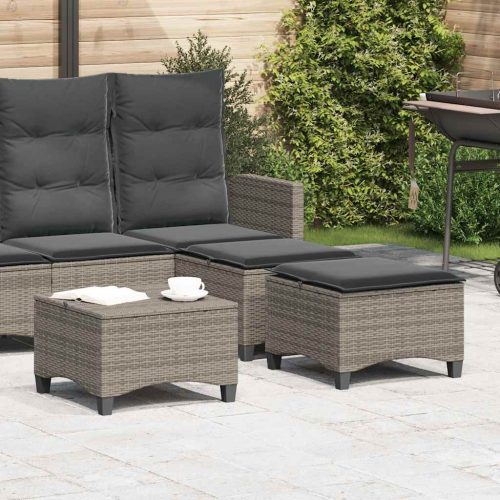 Sgabelli Giardino Con Cuscini 2 Pz Grigio 55x55x36cm Polyrattan