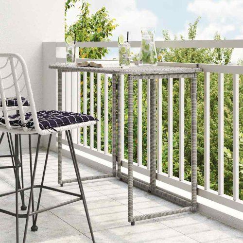 Tavolo Da Giardino Pieghevole Grigio 90x51x75 Cm In Polyrattan