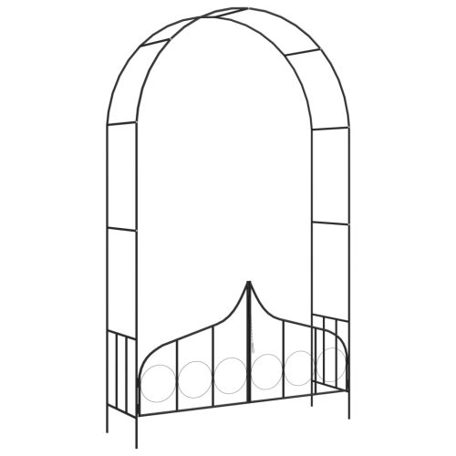 Arco Da Giardino Con Porta Nero 138x40x238 Cm In Ferro