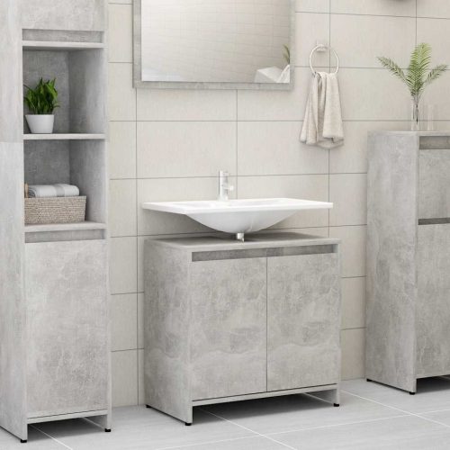 Mobile Da Bagno Grigio Cemento 60x33x61 Cm In Legno Multistrato