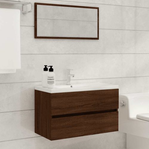 Set Mobili Da Bagno 2 Pz Rovere Marrone In Legno Multistrato