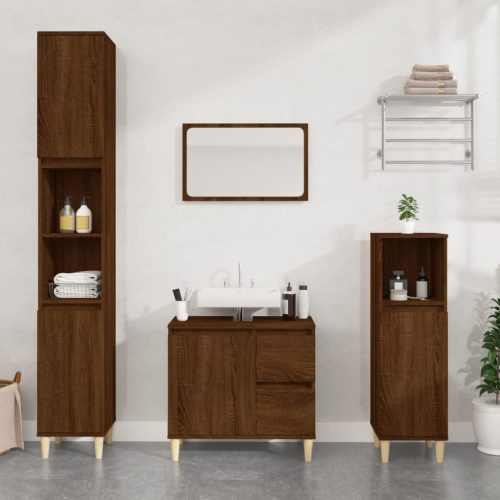 Armadietto Bagno Rovere Marrone 30x30x100 Cm Legno Multistrato