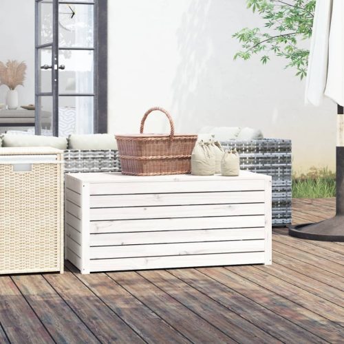 Contenitore Giardino Bianco 101×50,5×46,5cm Legno Massello Pino