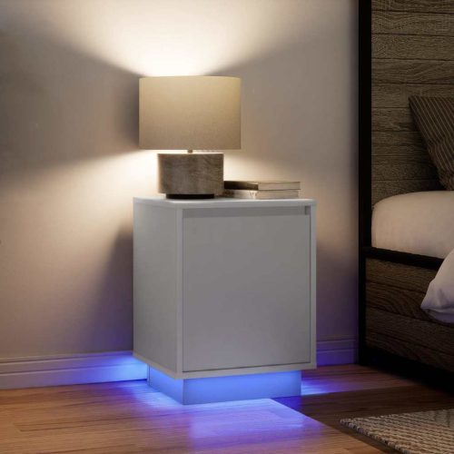 Comodini Con Luci A Led 2 Pz Bianco 38x34x50 cm