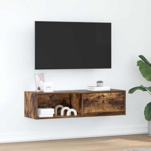 Mobile Tv Rovere Fumo 100x31x25,5 Cm In Legno Multistrato