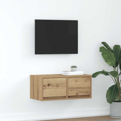 Mobile Tv Rovere Artigianale 60x31x25,5 Cm In Legno Multistrato