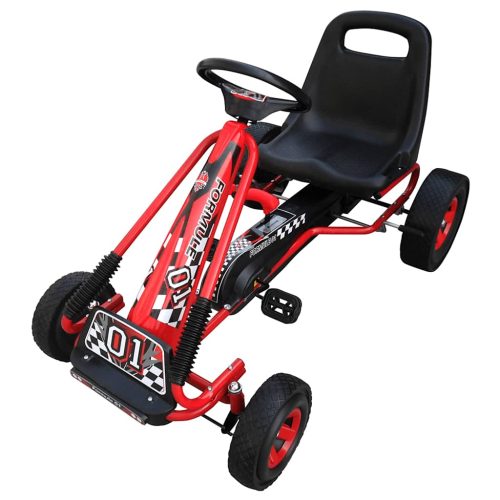 GO-Kart A Pedali Per Bambini, Sedile Regolabile, Rosso