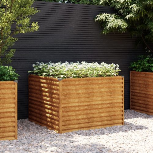 Fioriera Rialzata Da Giardino 100x100x69 Cm In Acciaio Corten