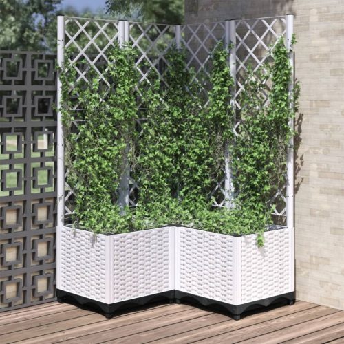 Fioriera Da Giardino Con Graticcio Bianco 80x80x136 Cm pp