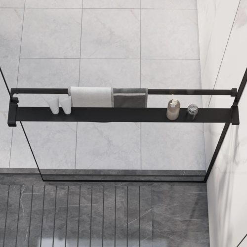 Mensola Doccia A Parete Per Doccia WalK-In Nera 80 Cm Alluminio