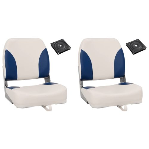 Set Sedile Per Barca Pieghevole 4pz Con Cuscino BlU-Bianco