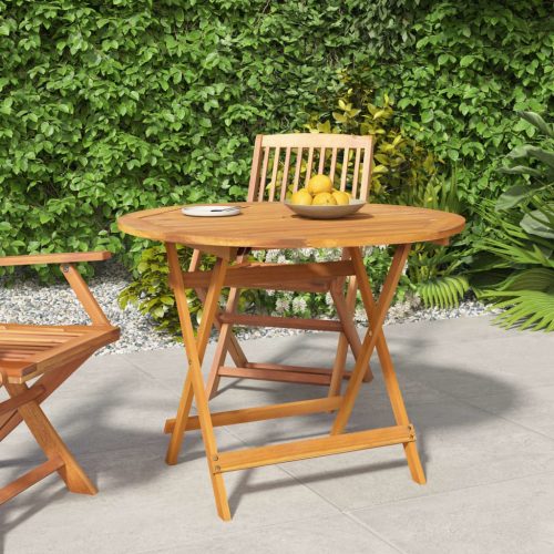 Tavolo Da Giardino Pieghevole Ø 90×75 Cm Legno Massello Acacia