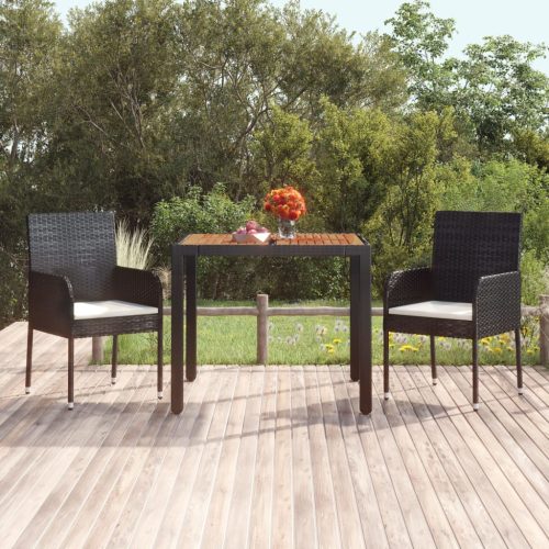 Tavolo Da Giardino Piano In Legno Nero 90x90x75 Cm Polyrattan