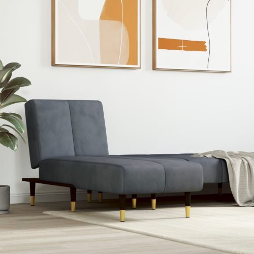 Chaise Longue In Velluto Grigio Scuro