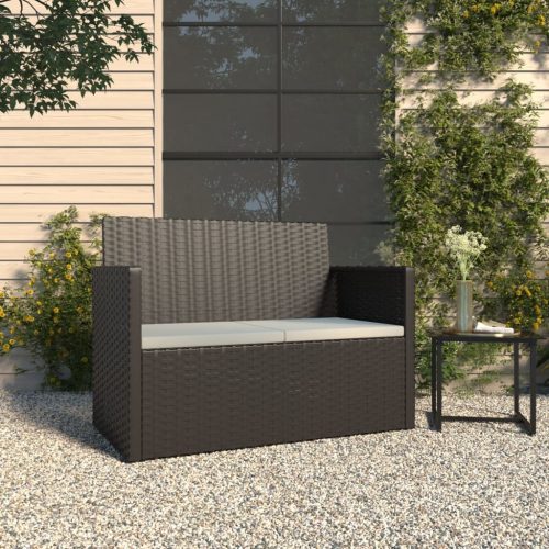 Panca Da Giardino Con Cuscini Nera 105 Cm In Polyrattan