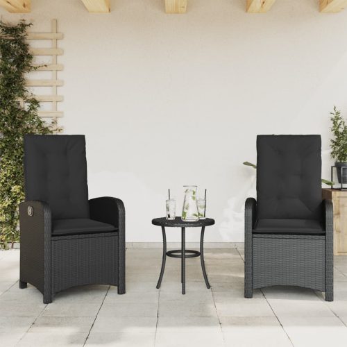 Sedie Da Giardino Reclinabili 2 Pz Con Cuscini Nero Polyrattan