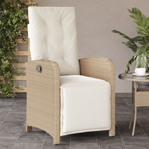 Sedia Reclinabile Da Giardino Con Poggiapiedi Beige Polyrattan